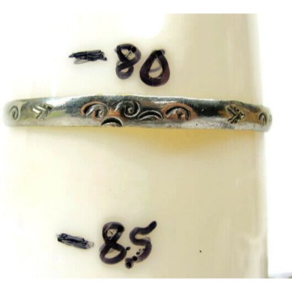 Hammered Southwest Swirl Design Bangle Sterling Silver 925 Vtg Bracelet Mexico - Picture 6 of 9